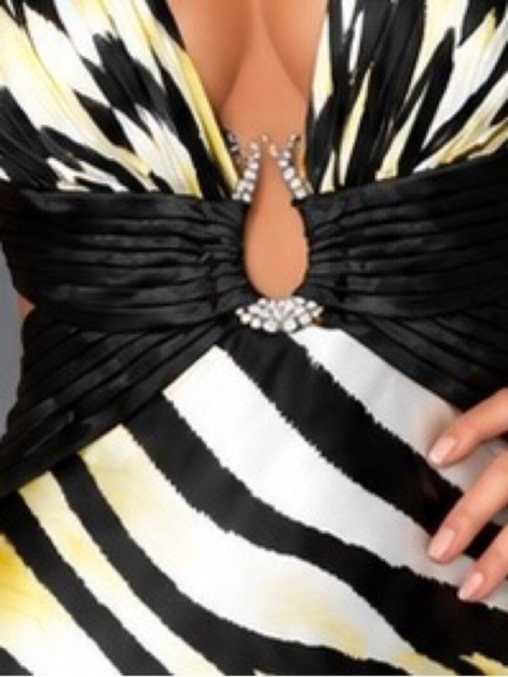 Caché Y2K Zebra Halter Maxi Gown Open Back Prom Formal Dress Sz 10 NWT - Picture 12 of 14
